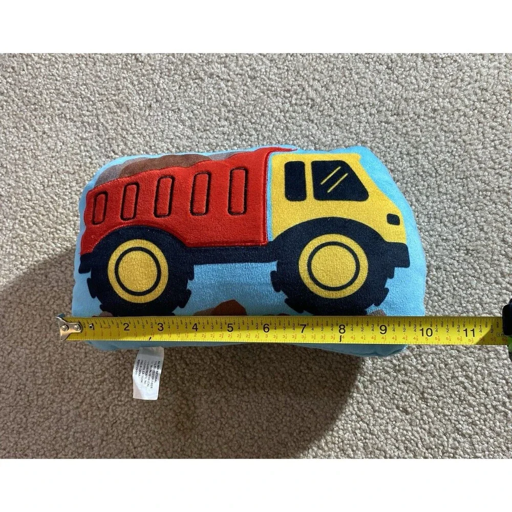Construction Dump Truck Plush Small Decorative Pillow Boy Blue